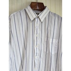 Bert Pulitzer Portfolio‎ Shirt Mens 18 37 Tall White Blue Stripe Dress Button up
